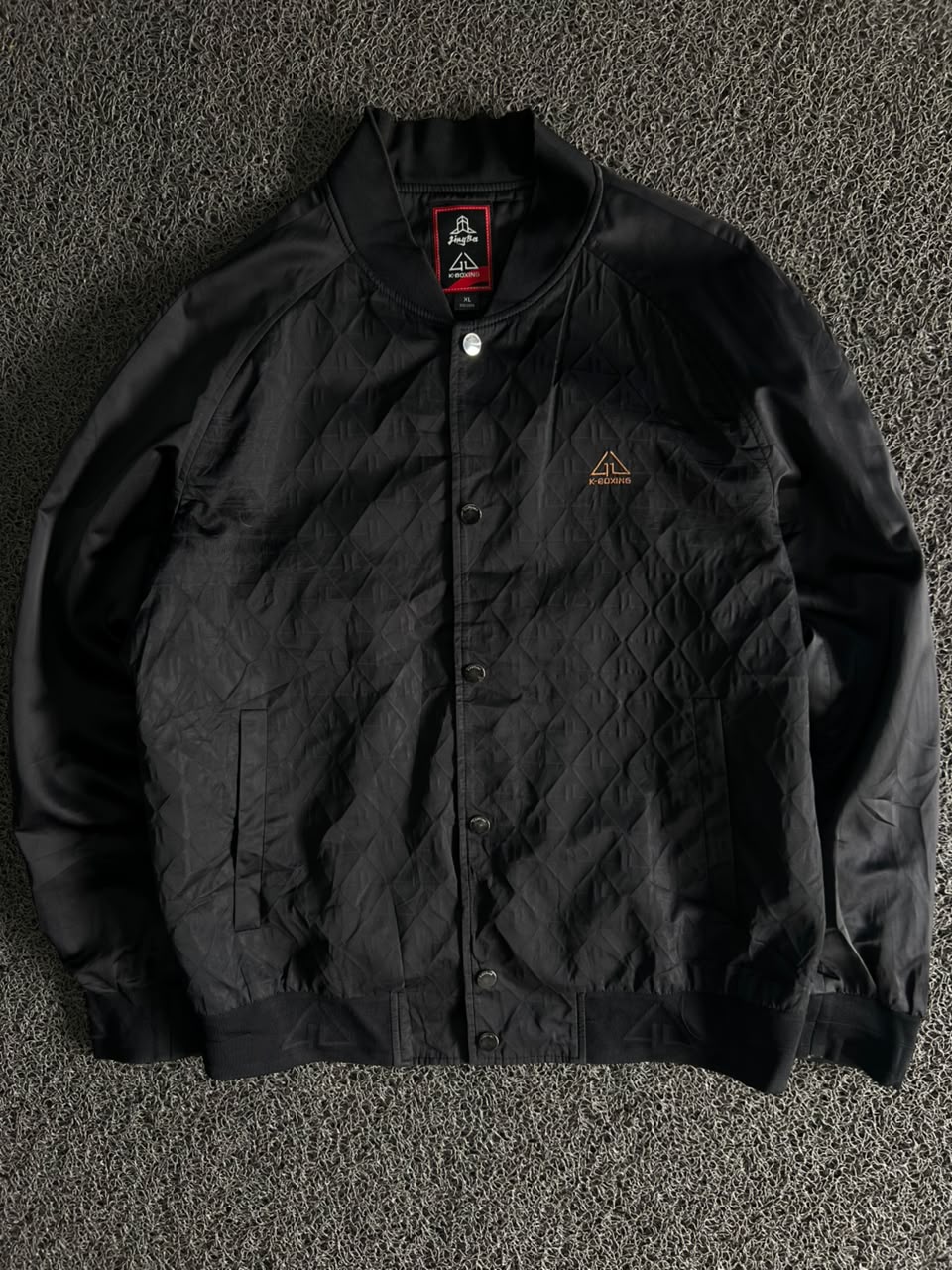 K-Boxing Black Quilted Snap Button Bomber Jacket