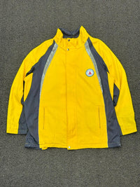 Vintage Yellow & Navy Reflective Outdoor Rain Jacket | Windbreaker Utility Coat