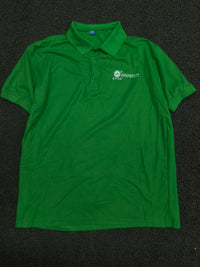 Men’s Green Solid Short-Sleeve Polo T-Shirt with Collar & Chest Print