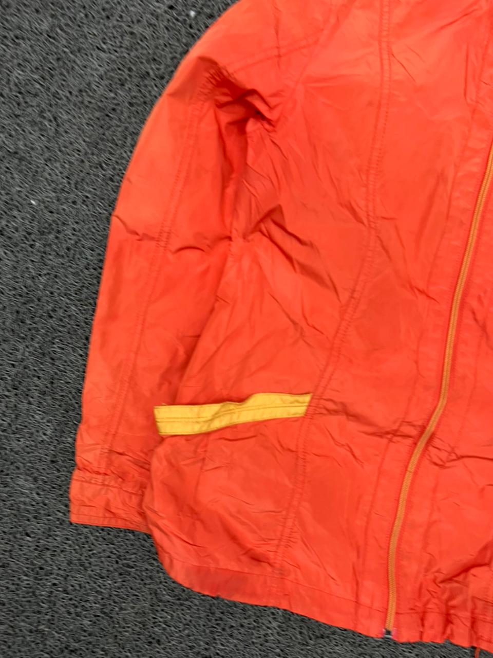 Lightweight Orange Hooded Windbreaker Jacket – Full Zip Casual Outdoor Coat