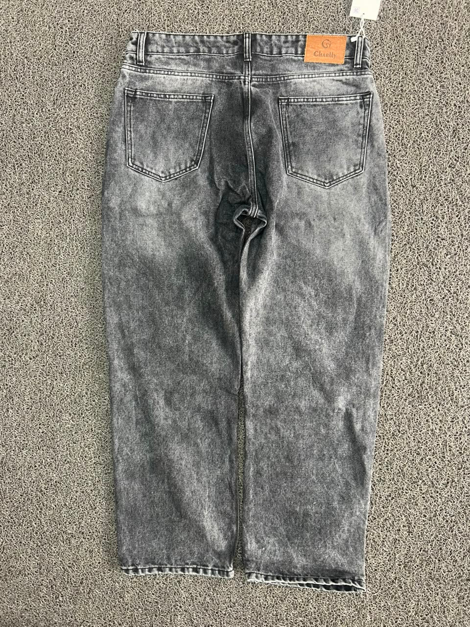 Vintage Washed Black Denim Jeans – Straight Fit Acid Wash Casual Pants