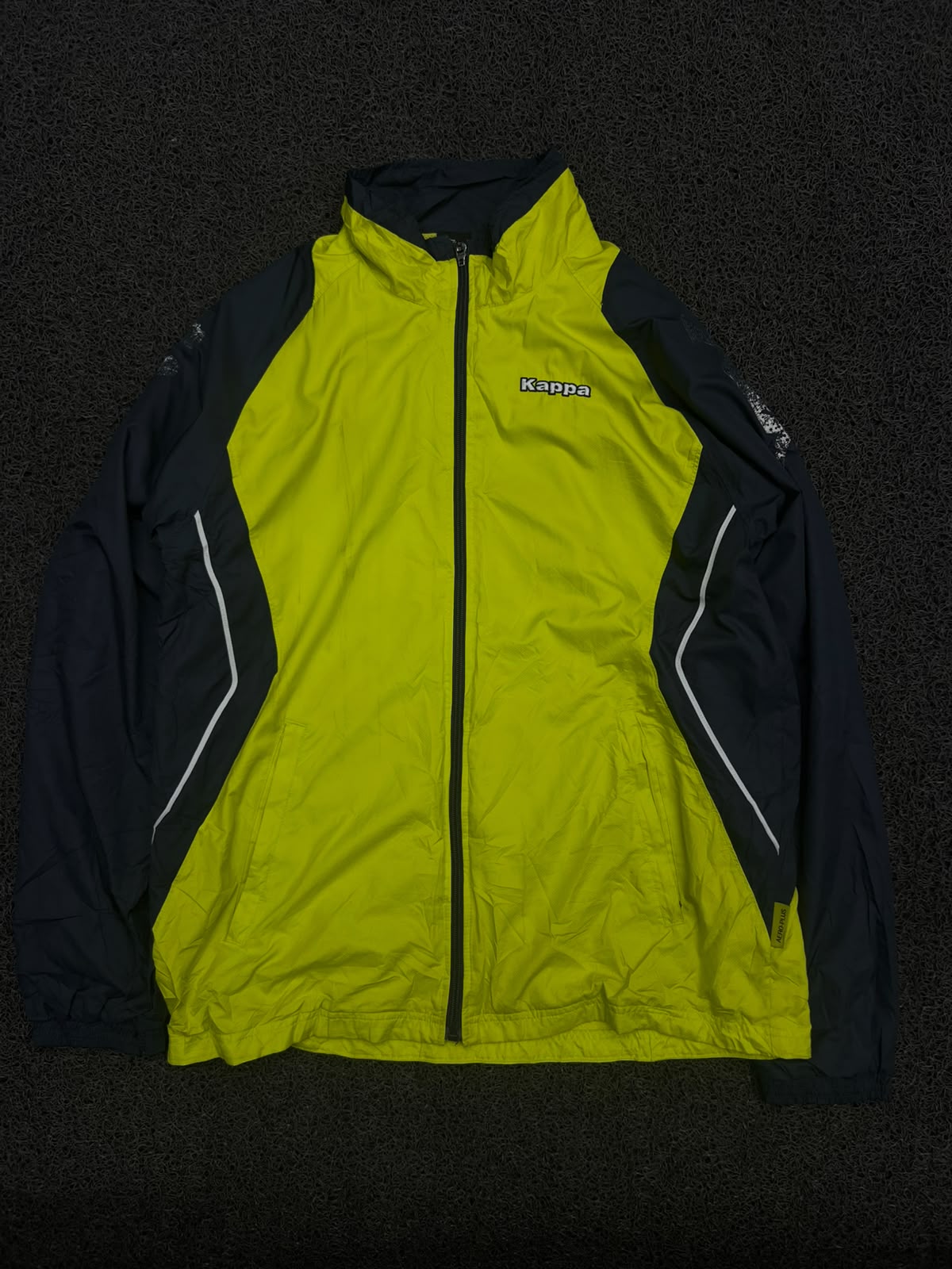 Lime Green & Black Kappa Sports Jacket with Zip Front & Contrast Panels