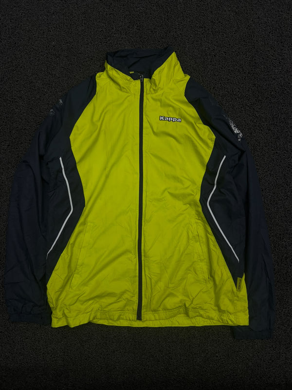 Lime Green & Black Kappa Sports Jacket with Zip Front & Contrast Panels