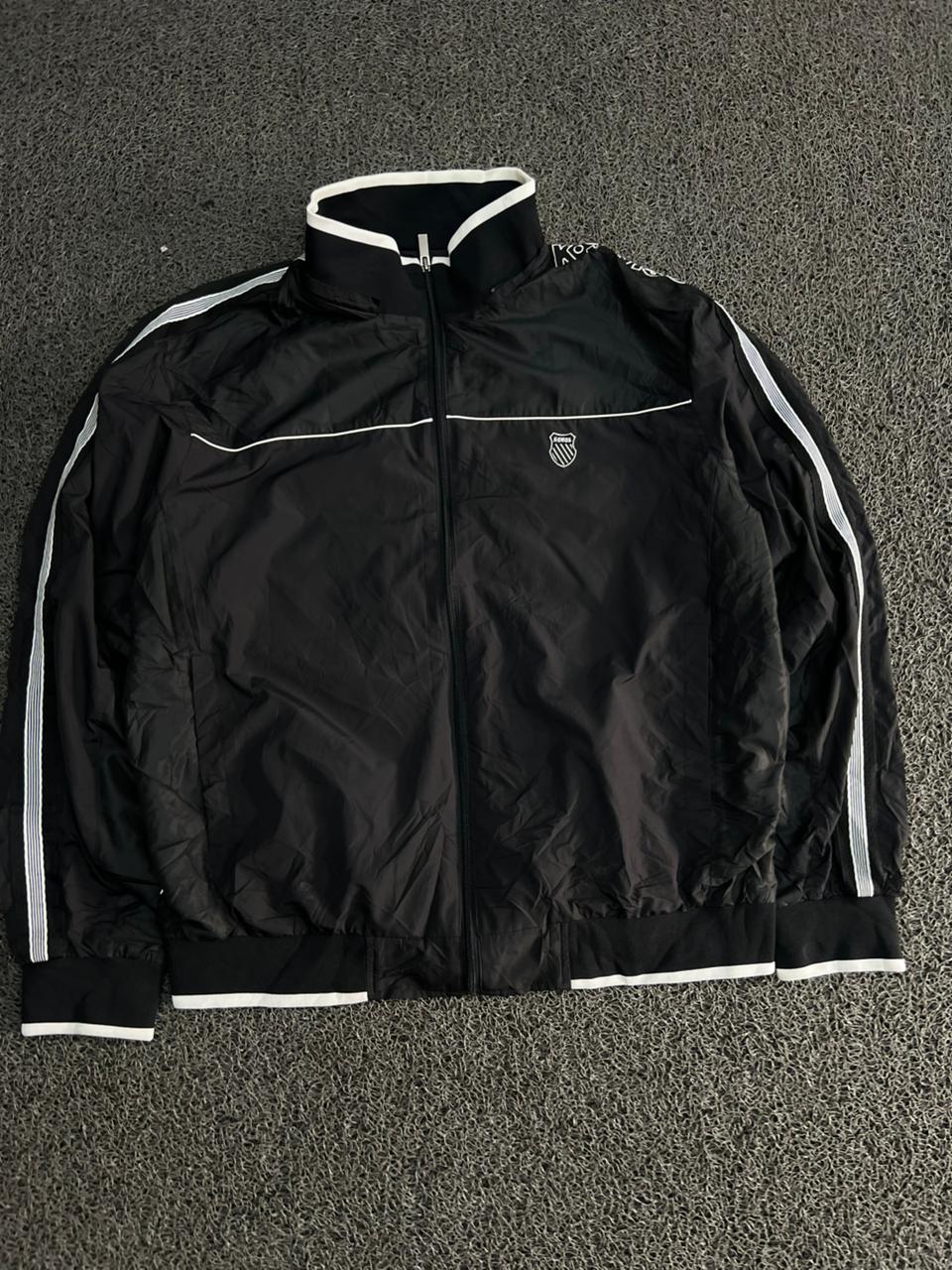 Black & White Lightweight Track Jacket – Full Zip Athletic Windbreaker