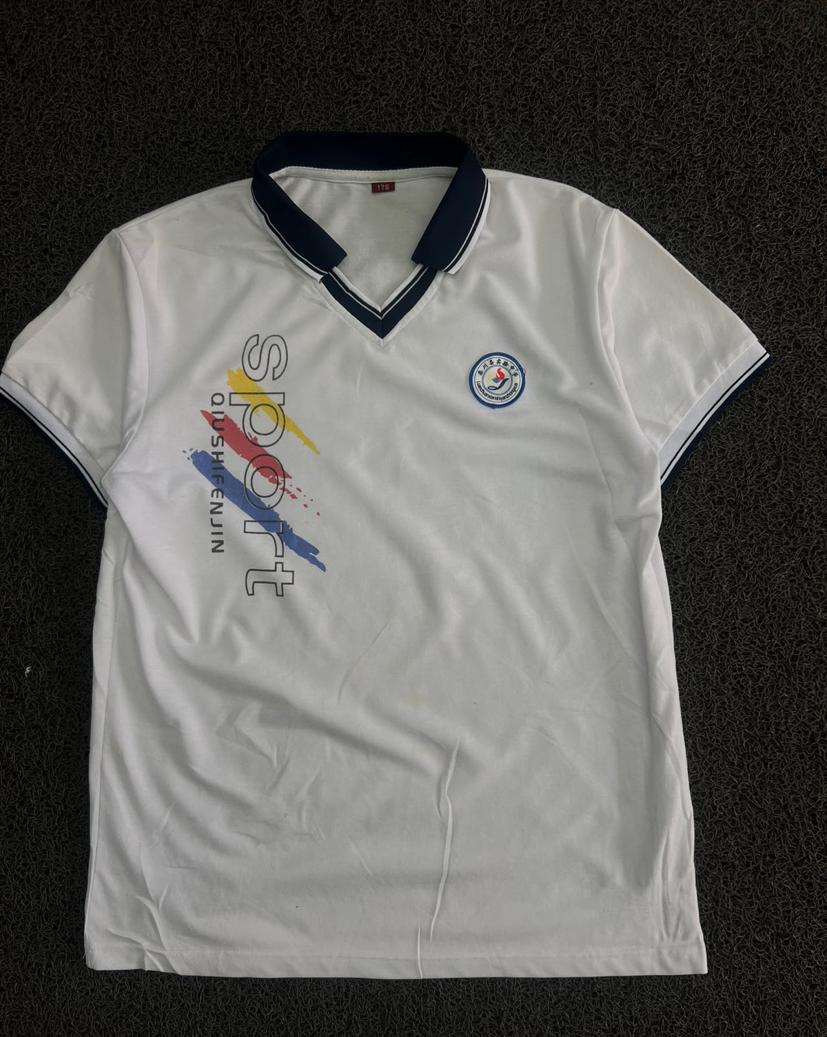 Sports Graphic Print Polo T-Shirt with Navy Collar