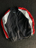 Black Red & White Color Block Bomber Jacket