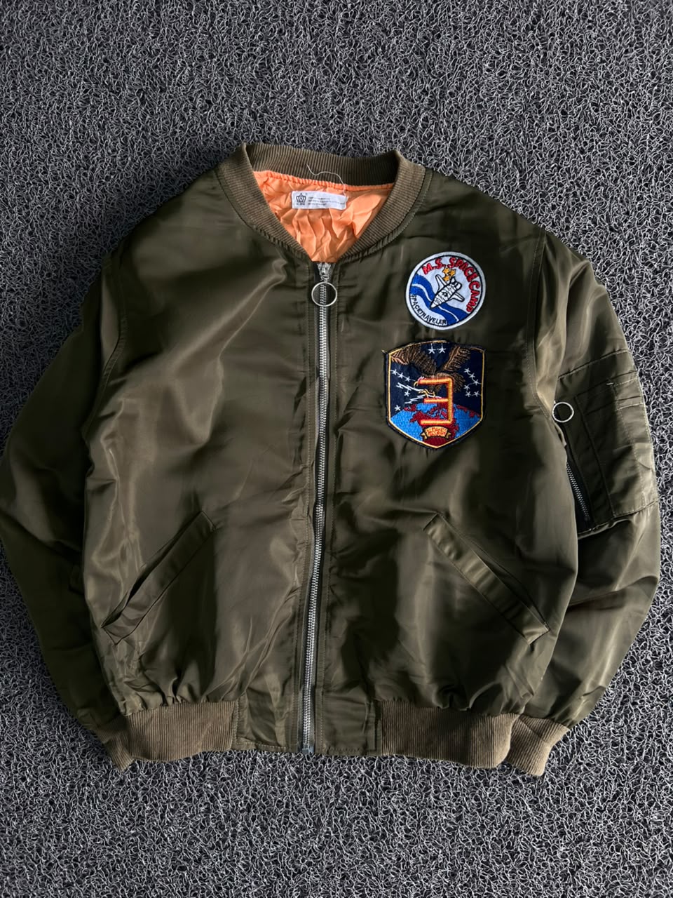 Vintage Flight Bomber Jacket – Military Patch Zip-Up | Unisex