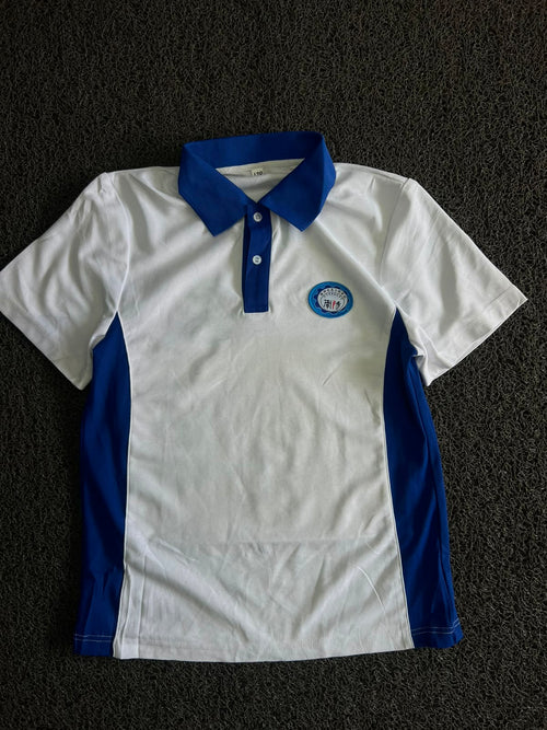 White & Blue Contrast Collar Polo T-Shirt