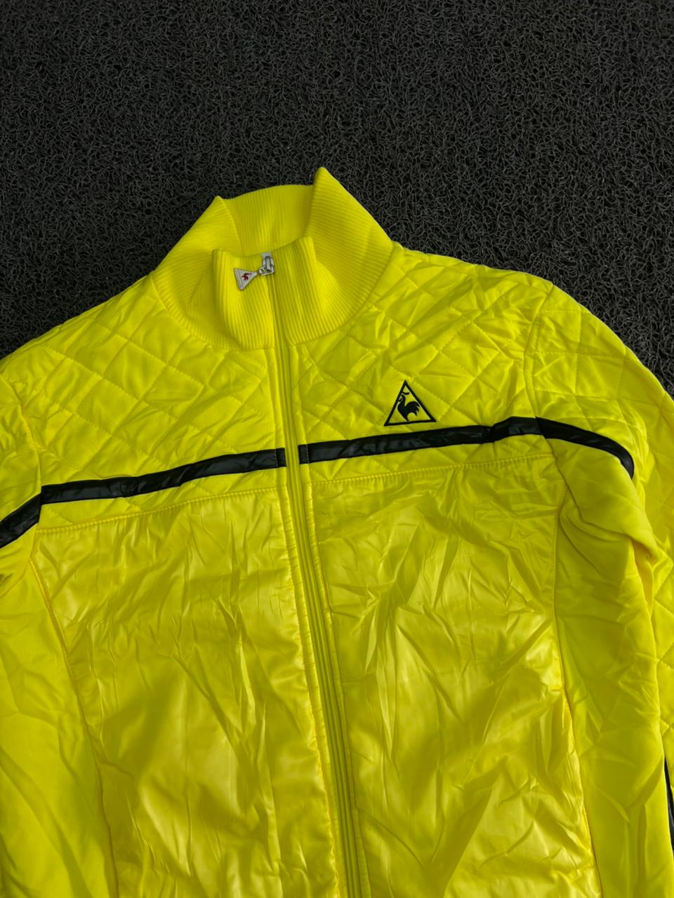 Le Coq Sportif Neon Yellow Quilted Track Jacket – Full Zip Athletic Bomber