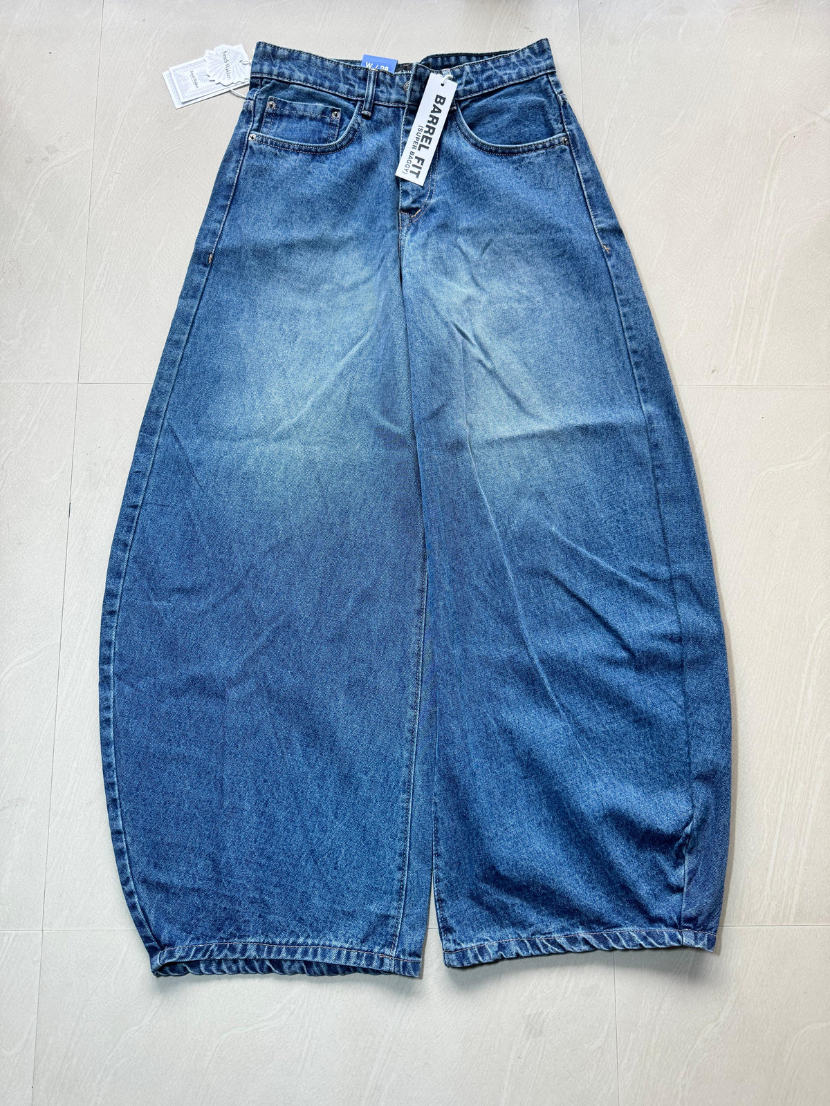 Super Baggy Washed Blue Wide Leg Denim Jeans