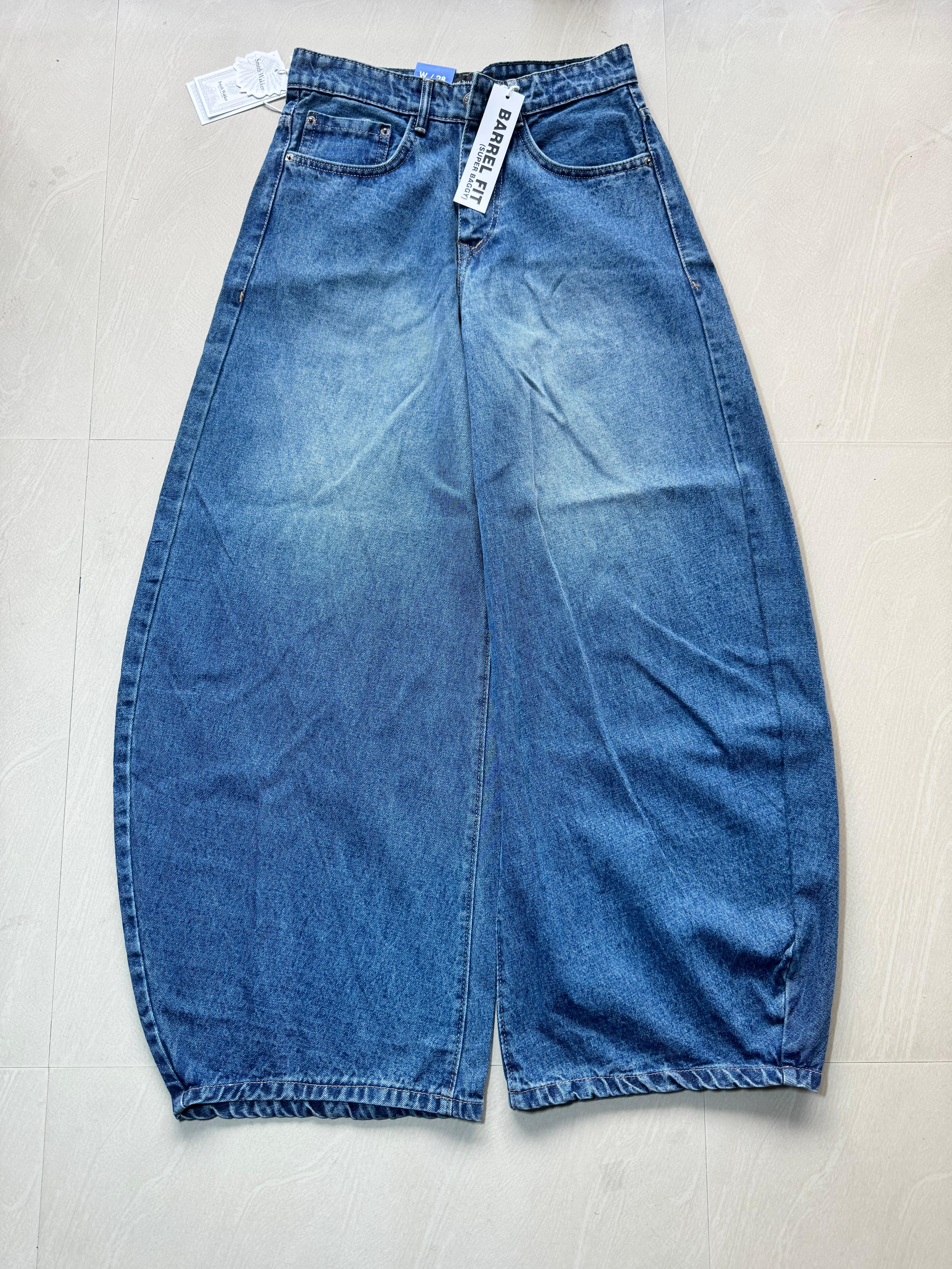 Super Baggy Washed Blue Wide Leg Denim Jeans