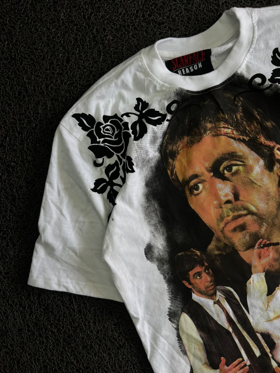 White Scarface Movie Graphic Print Oversized T-Shirt