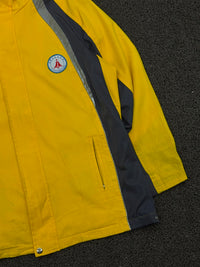 Vintage Yellow & Navy Reflective Outdoor Rain Jacket | Windbreaker Utility Coat