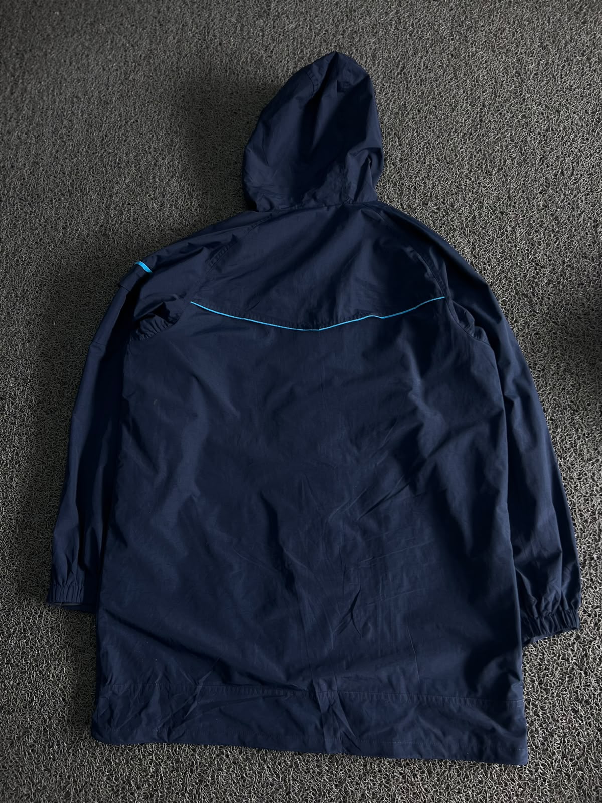 Vintage Navy Blue Hooded Technical Windbreaker Jacket