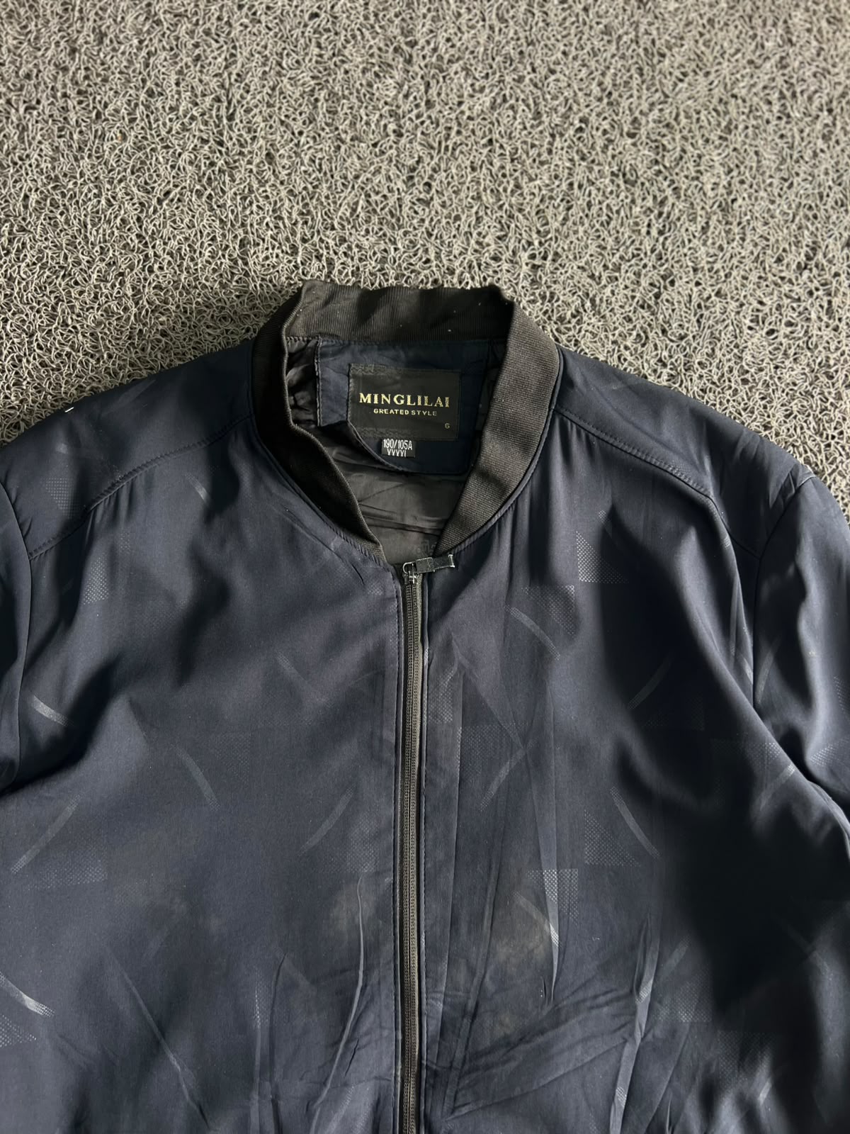 Minglilai Lightweight Zip Bomber Jacket – Ribbed Collar & Zip Pockets ⚠️ Small Stains