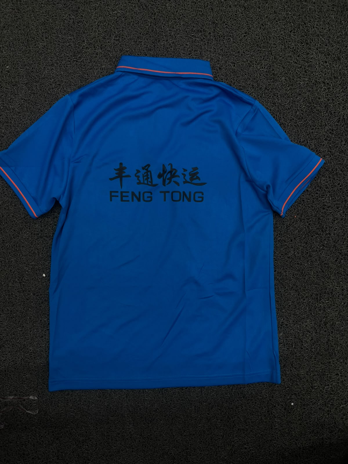 Blue Polo T-Shirt with Contrast Trim Collar and Sleeve Details