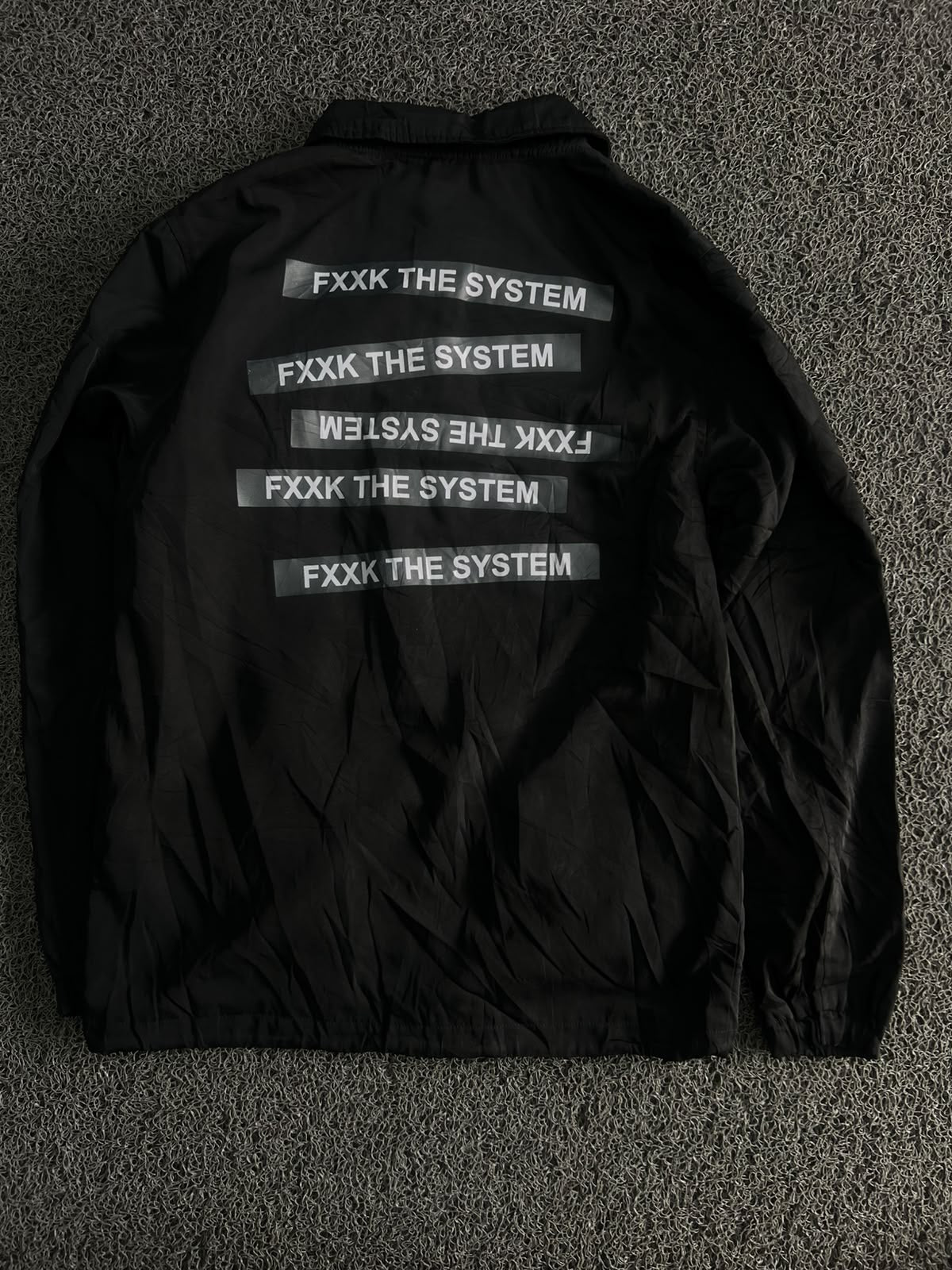 Graphic Windbreaker Jacket – “FXXK THE SYSTEM” Print