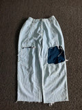 Vintage Light Wash Distressed Wide Leg Denim Jeans – Raw Hem Baggy Fit