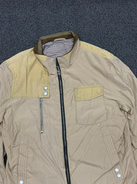 Beige Utility Zip-Up Casual Jacket – Men's Lightweight Stand Collar Jacket