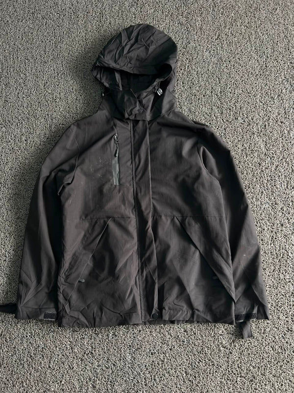 Vintage Black Hooded Outdoor Shell Jacket