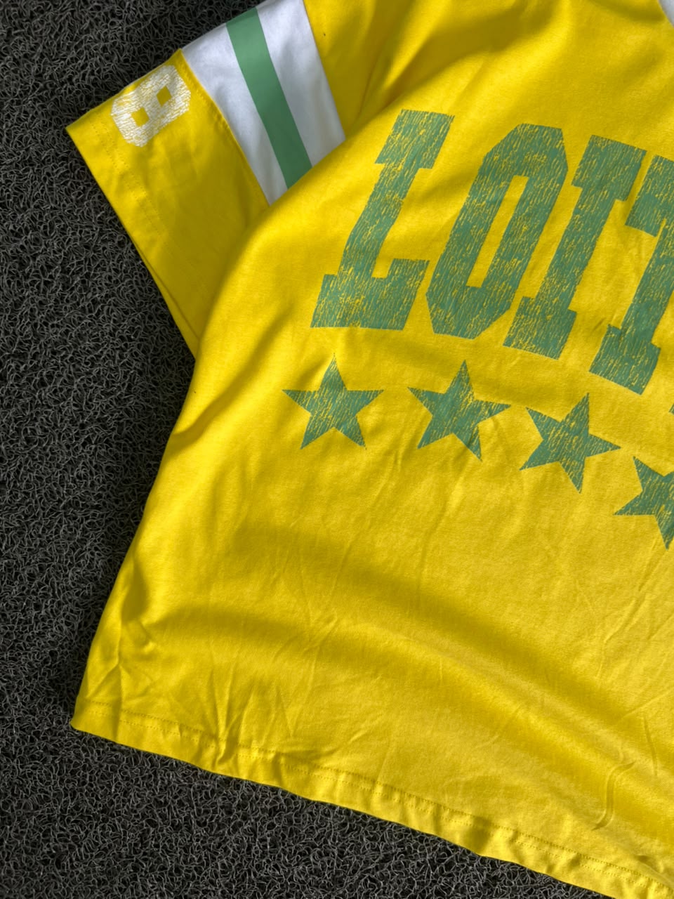 Vintage Yellow "LOITER" Graphic Oversized T-Shirt | Varsity 98 Print | Unisex