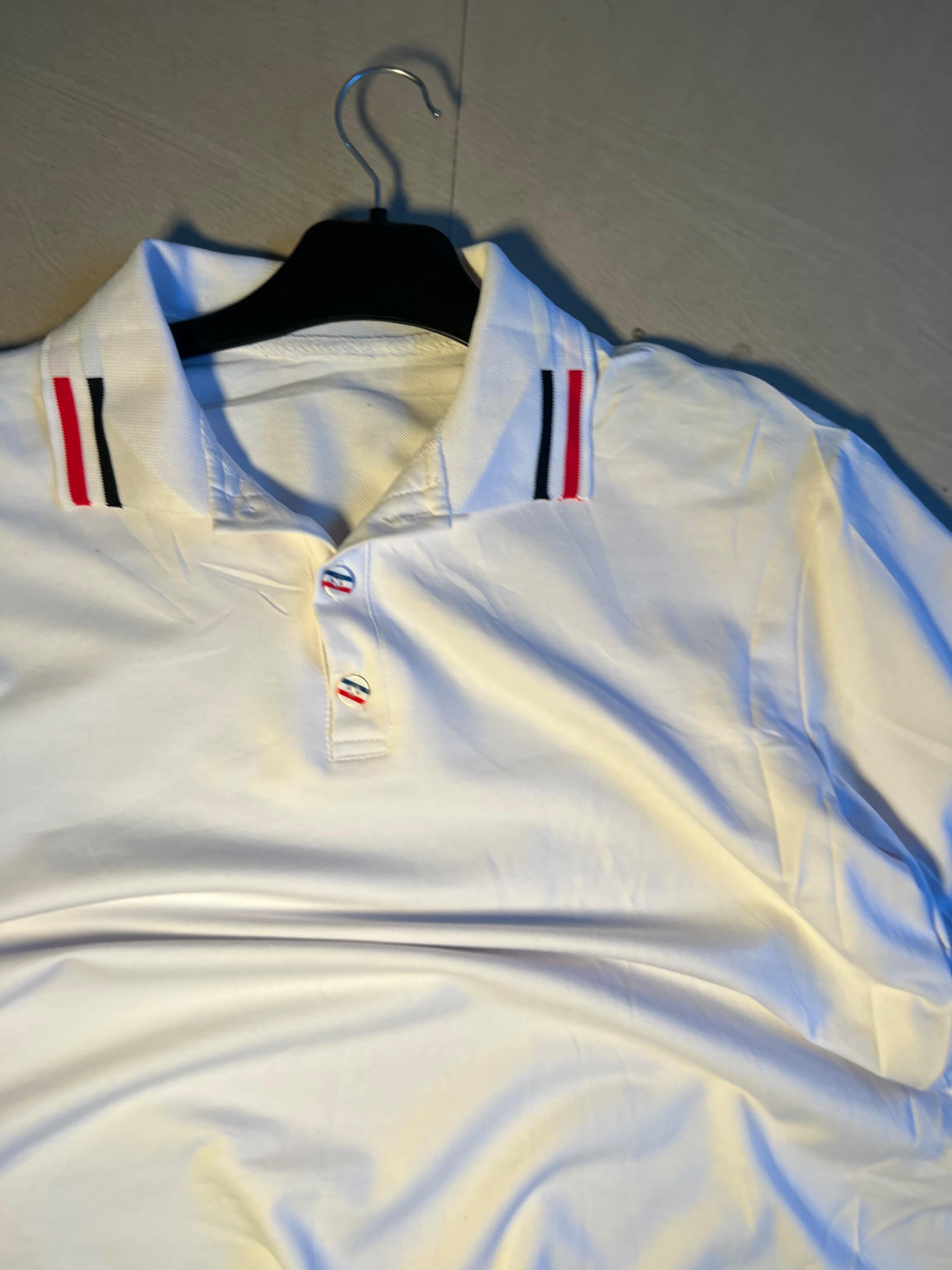 Vintage White Polo T-Shirt with Signature Stripe Trim