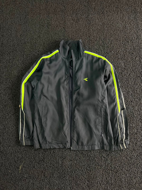 Diadora Lightweight Sports Track Jacket with Neon Stripe ⚠️ Small Stains and no zip