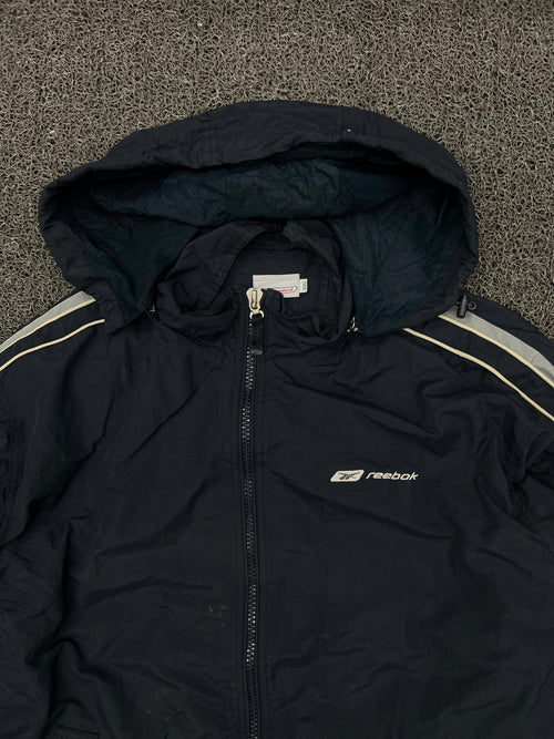 Vintage Reebok Black Hooded Windbreaker Jacket – Unisex