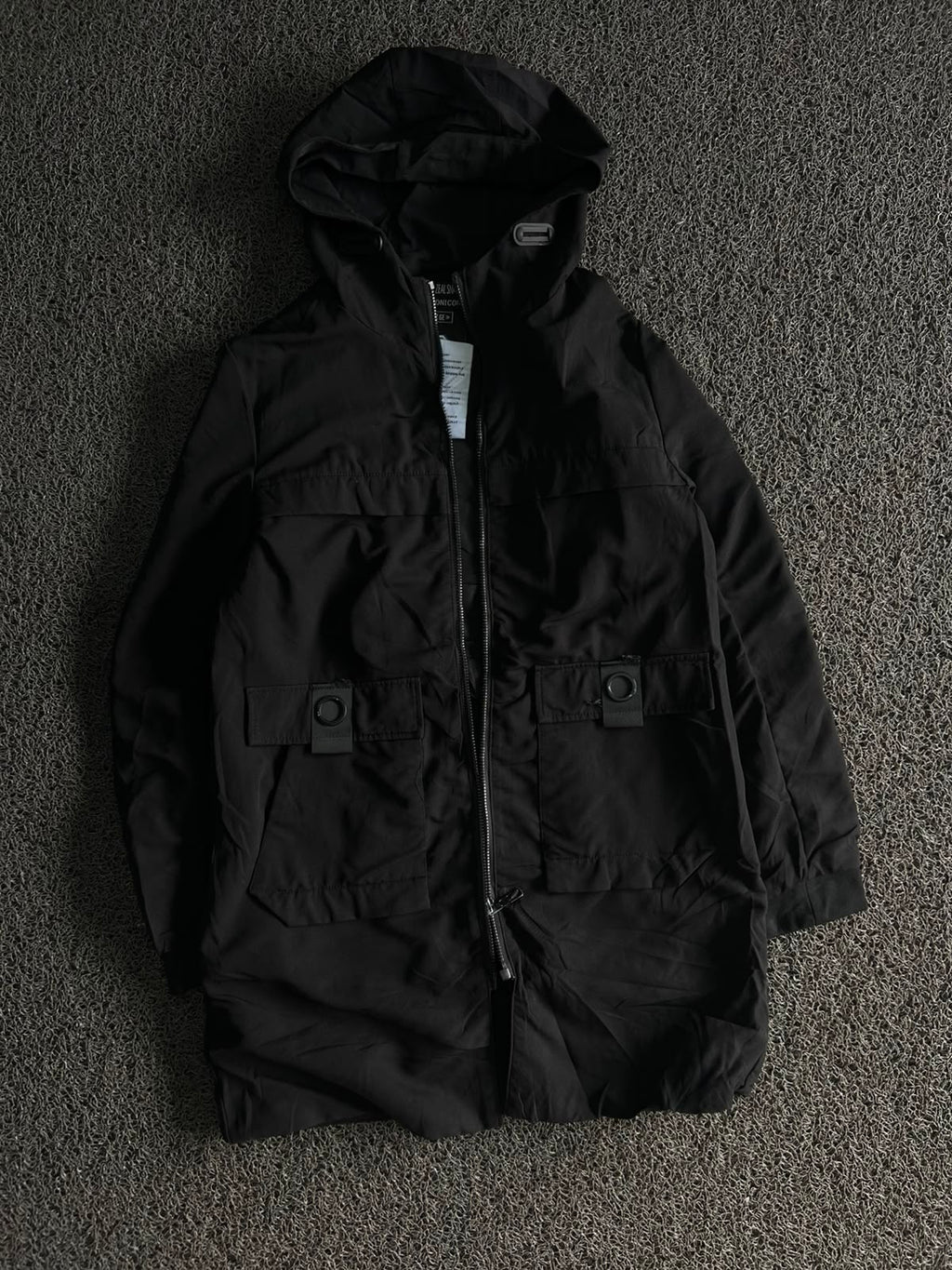 Black Hooded Utility Parka Jacket ⚠️ No Front Zip – Lightweight Zip-Up Outdoor Coat