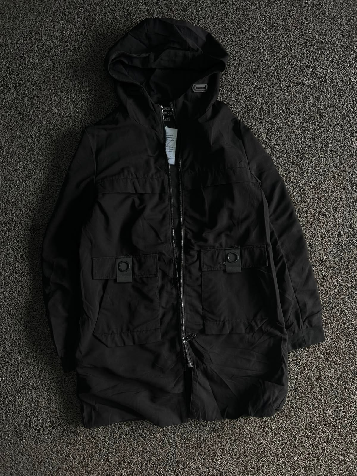 Black Hooded Utility Parka Jacket ⚠️ No Front Zip – Lightweight Zip-Up Outdoor Coat