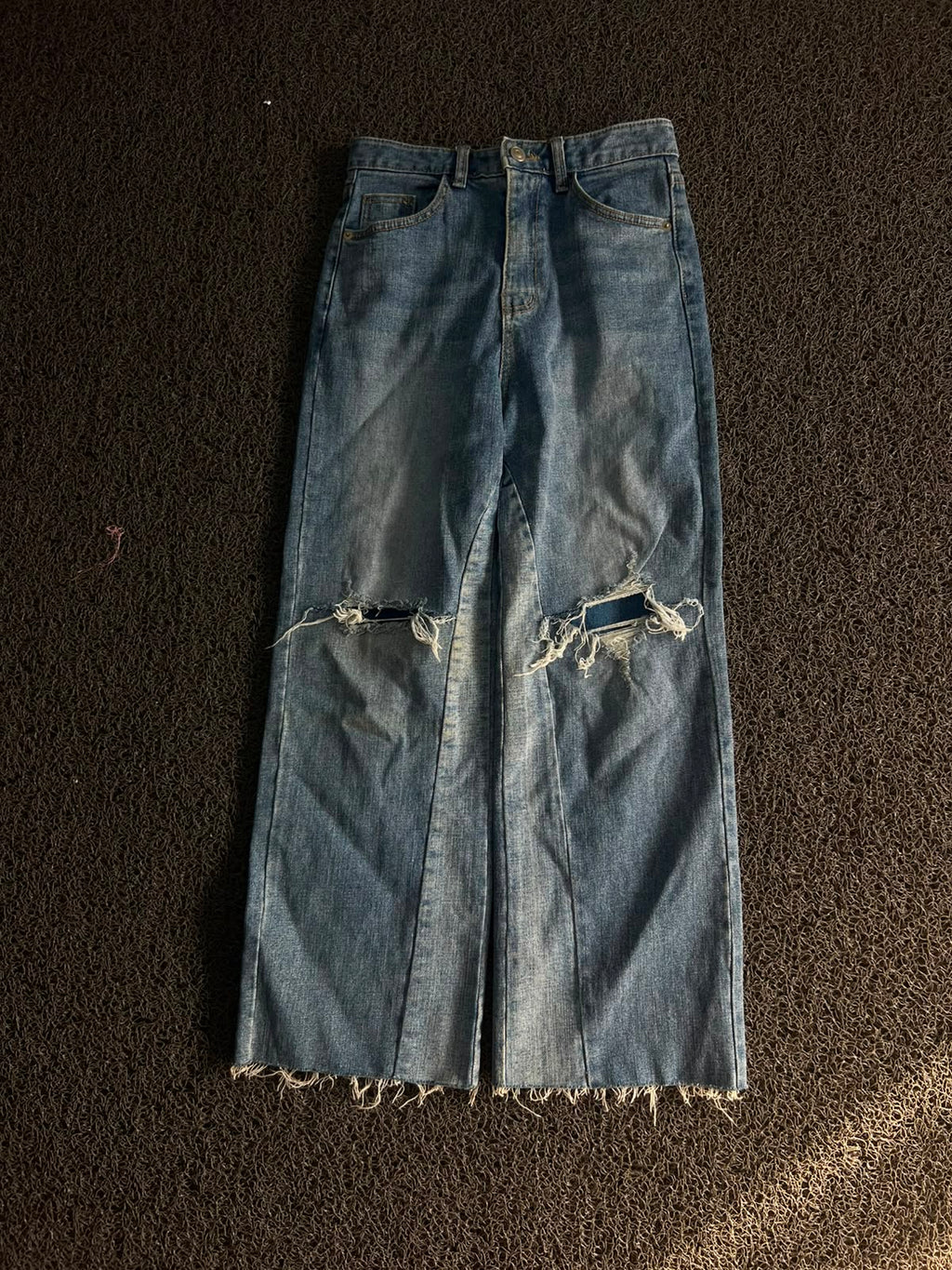 Vintage Distressed Wide Leg Blue Denim Jeans – Washed | Thrift