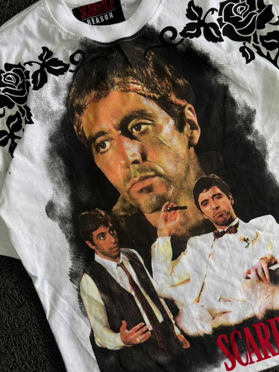 White Scarface Movie Graphic Print Oversized T-Shirt