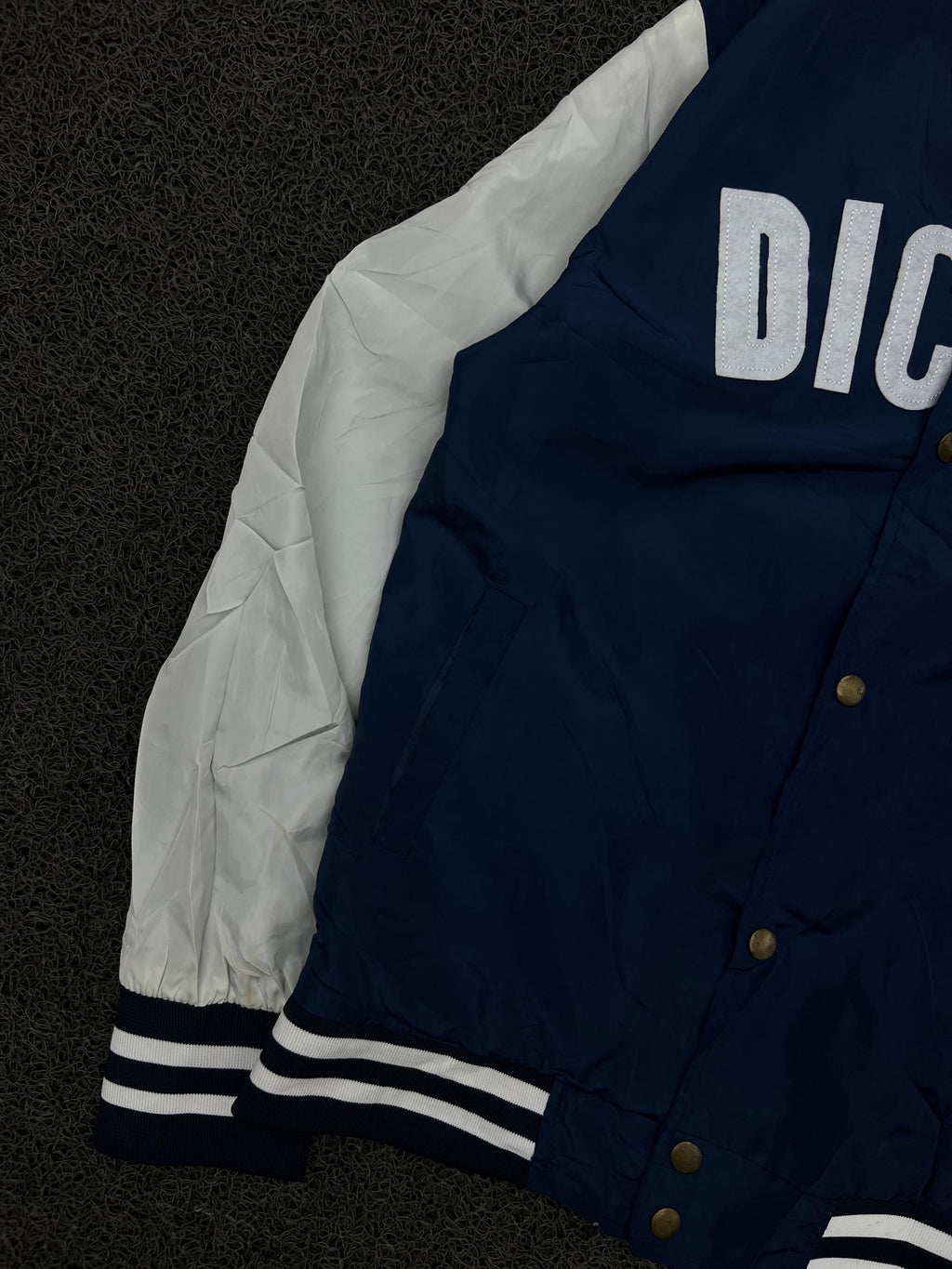 Dickies Navy & White Varsity Snap Button Bomber Jacket