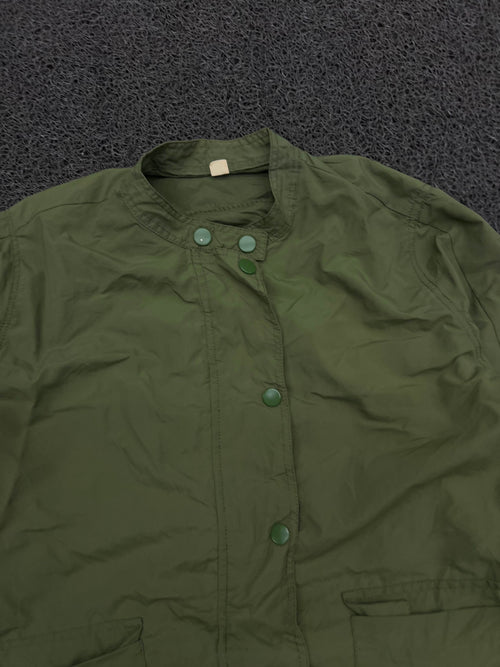 Olive Green Snap Button Utility Jacket