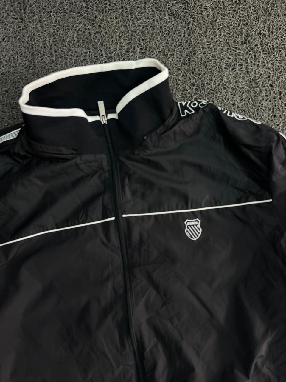 Black & White Lightweight Track Jacket – Full Zip Athletic Windbreaker