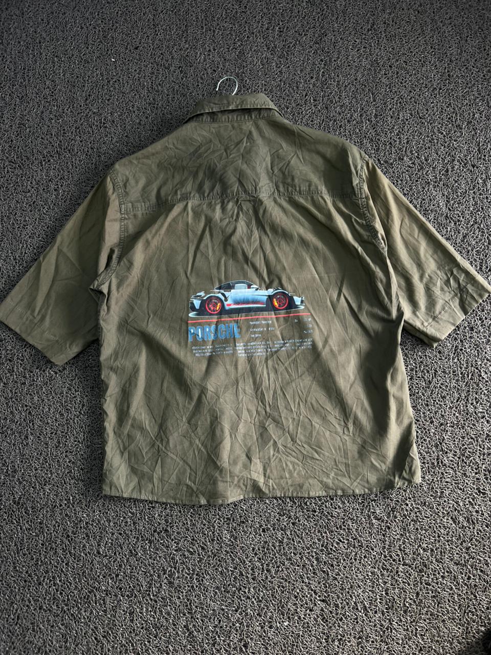 Thrifted Denizen by Levi's Olive Green Porsche Graphic Short Sleeve Shirt