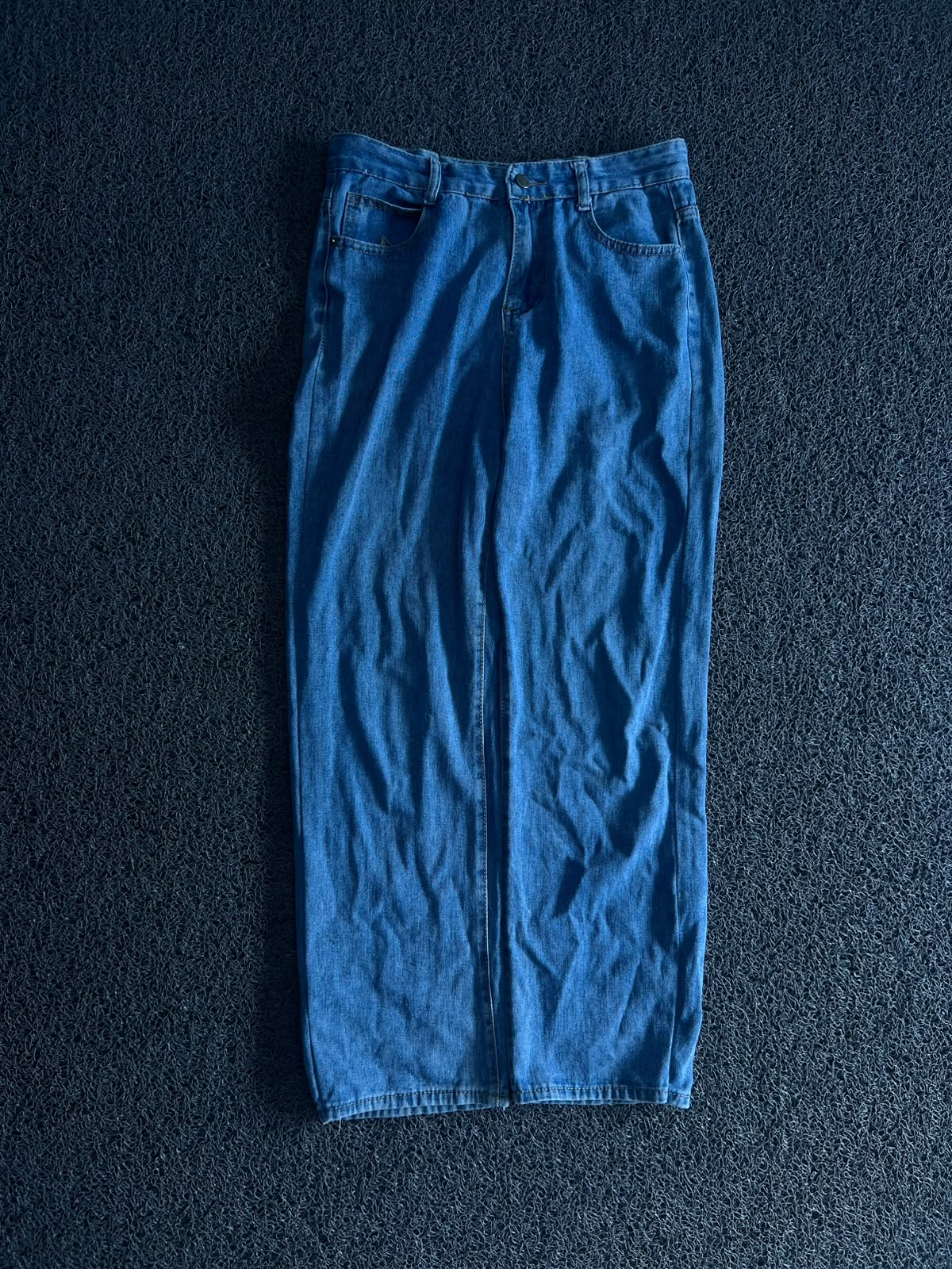 Vintage Blue Wide-Leg Denim Jeans | High-Waist Relaxed Fit | Thrifted