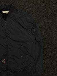 Vintage Bomber Jacket with Zip Pockets & Ribbed Cuffs