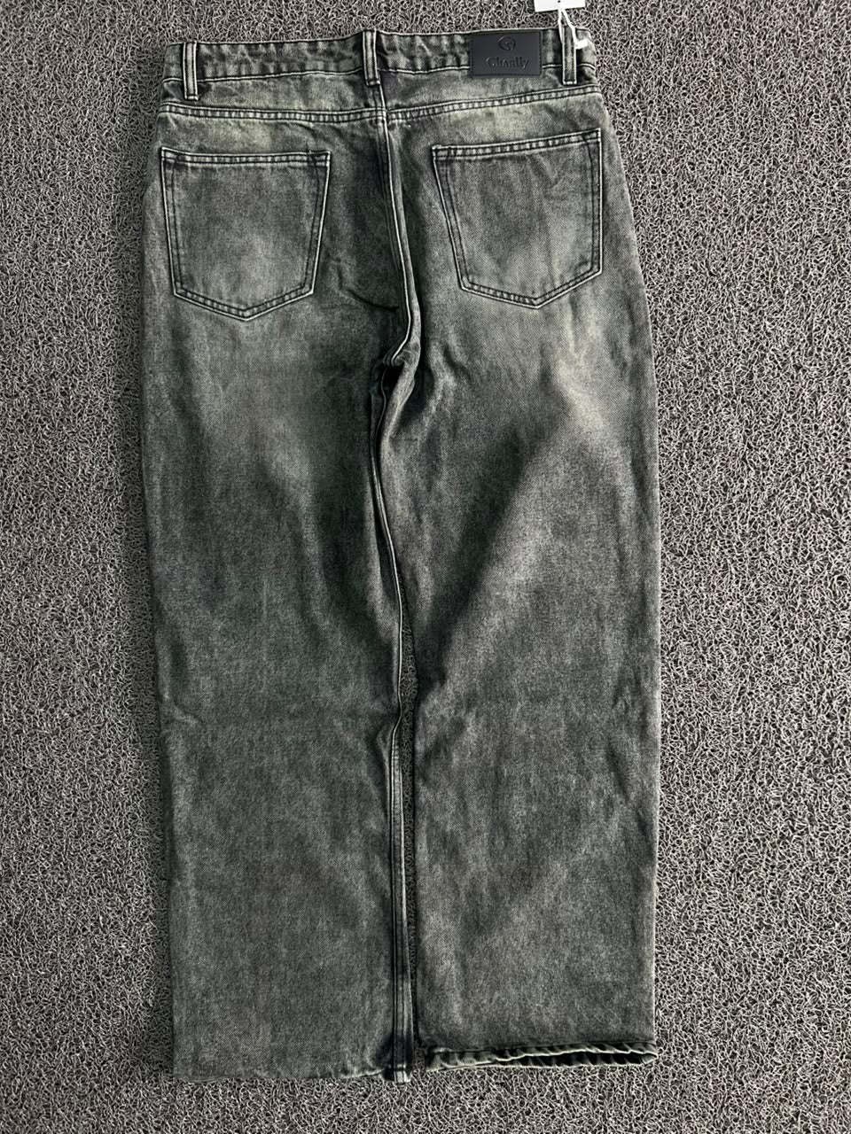 Vintage Grey Acid Wash Wide Leg Denim Jeans – Unisex Streetwear Baggy Fit