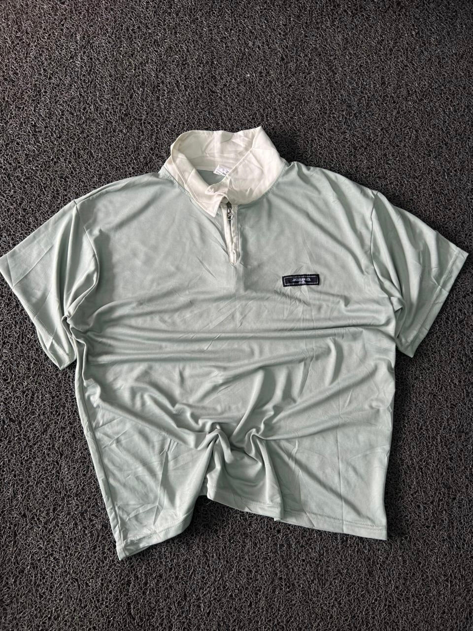 Men's Premium Mint Green Half-Zip Polo T-Shirt