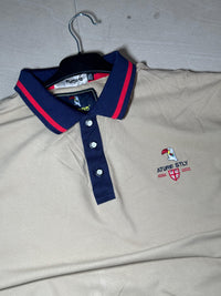 Vintage Nature Style Beige Polo T-Shirt with Contrast Collar