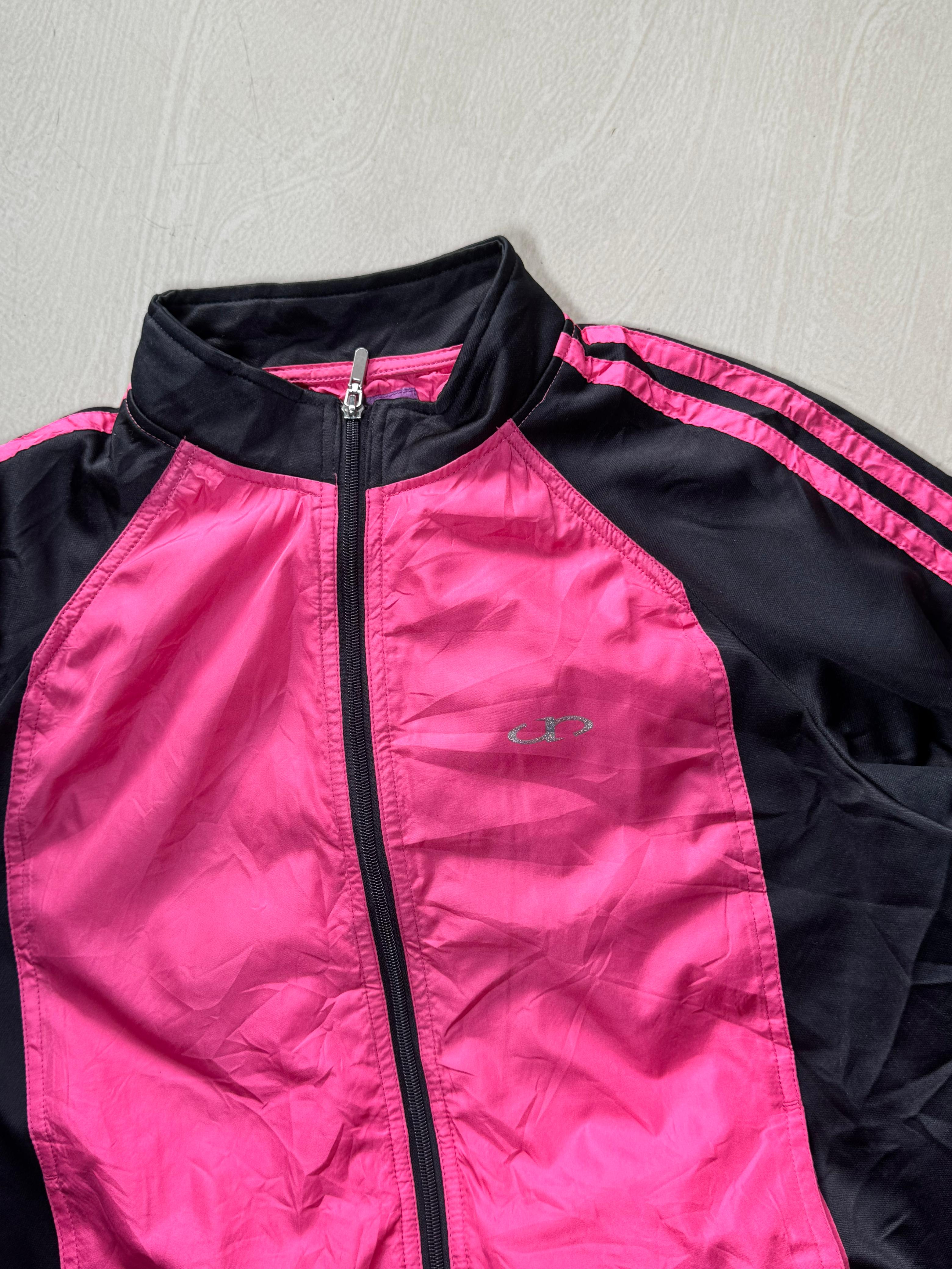 Pink & Black Full Sleeve Stand Collar Zip-Up Track Jacket