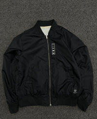 Reversible Black & White Bomber Jacket – Dual-Sided Zip-Up Jacket ⚠️ Small Stains