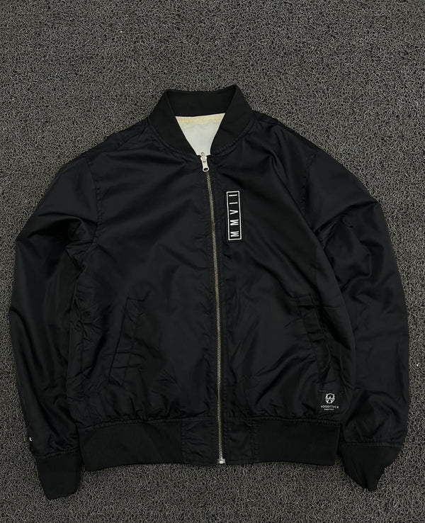 Reversible Black & White Bomber Jacket – Dual-Sided Zip-Up Jacket ⚠️ Small Stains