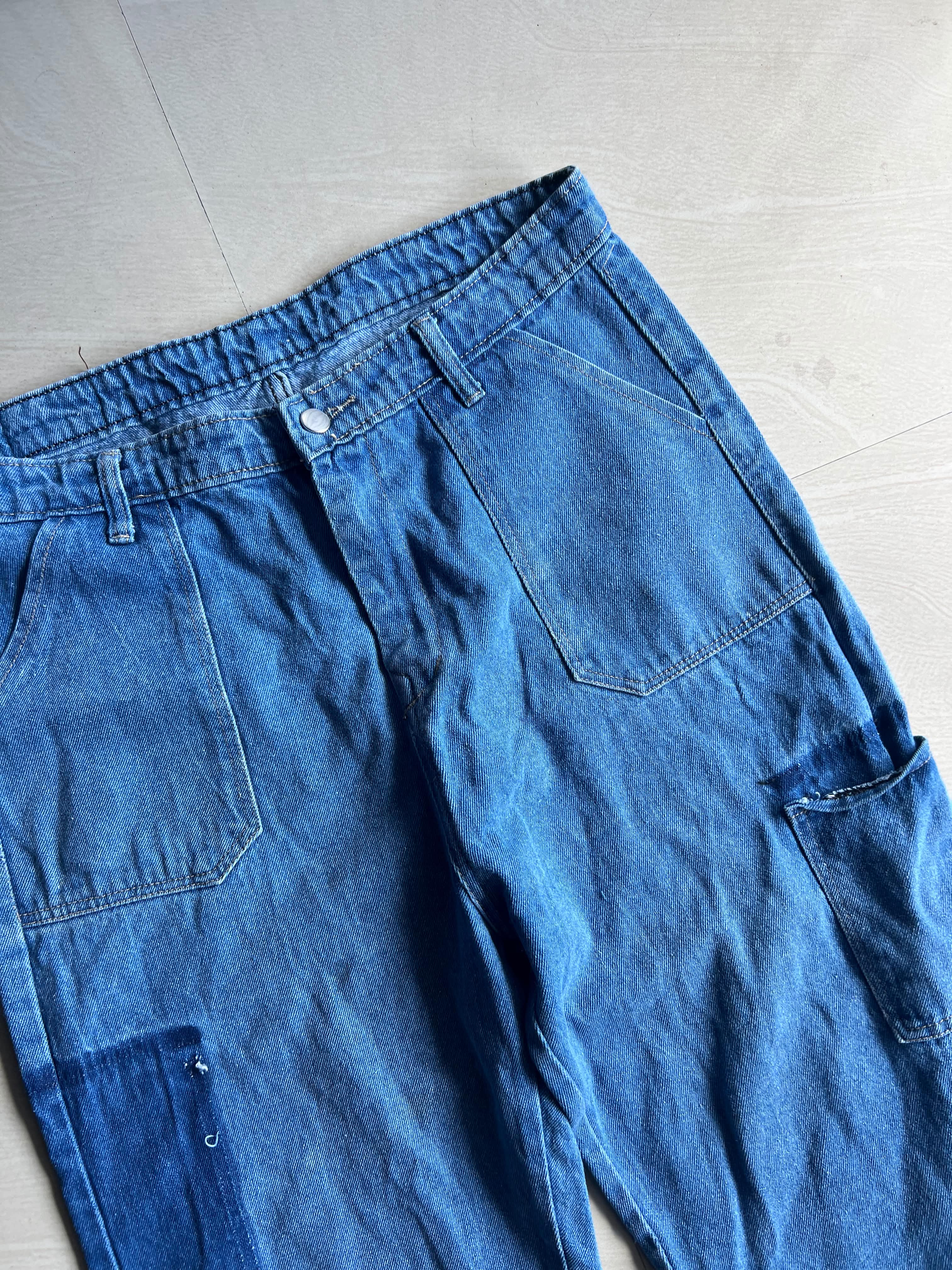 Vintage Blue Denim Carpenter Cropped Jeans