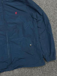 Vintage Navy Blue Hooded Windbreaker Jacket