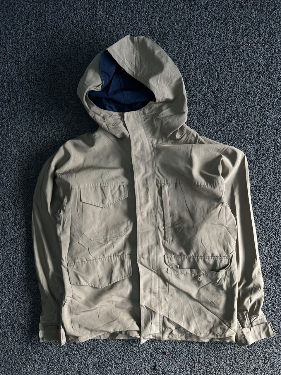 Vintage Utility Hooded Jacket – ⚠️ No Front Zip | Button Available