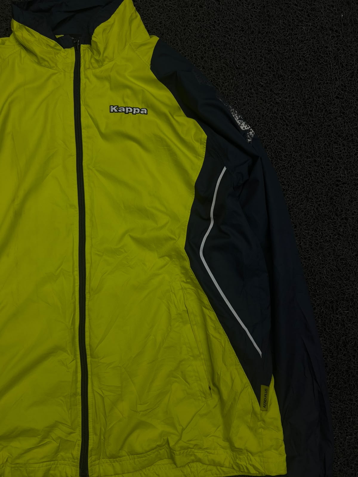 Lime Green & Black Kappa Sports Jacket with Zip Front & Contrast Panels