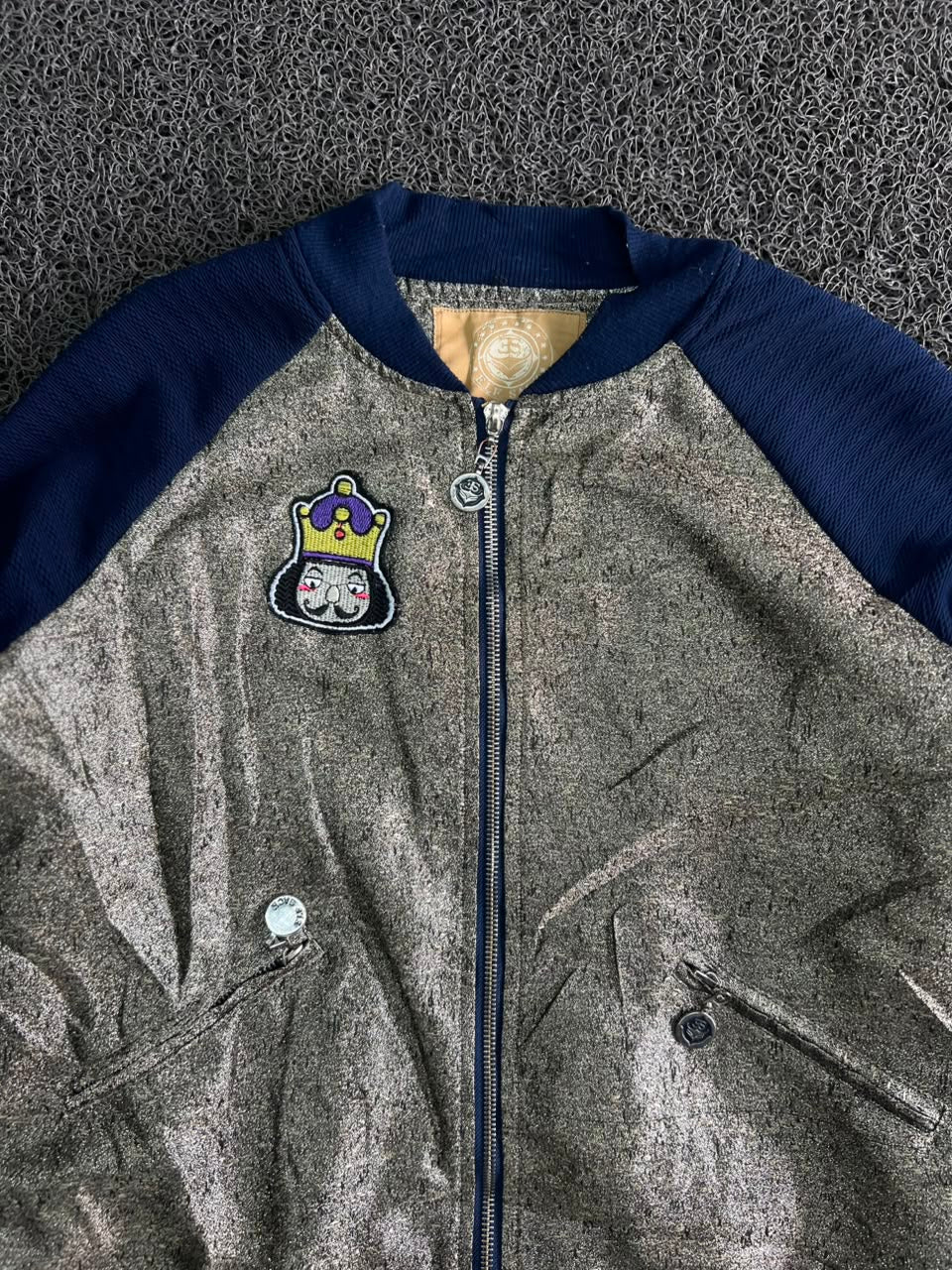 Bomber Jacket – Crown Patch Zip-Up Casual Jacket