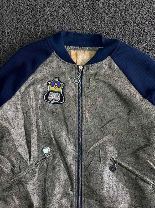 Bomber Jacket – Crown Patch Zip-Up Casual Jacket